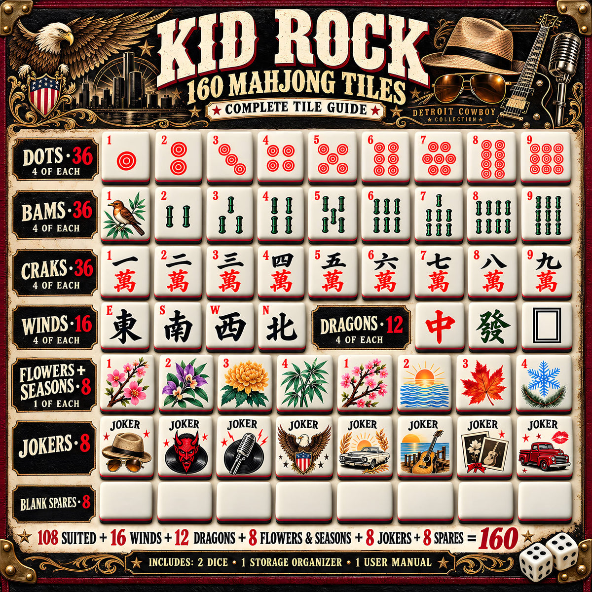 Premium KRK Mahjong Tiles Set PVNA