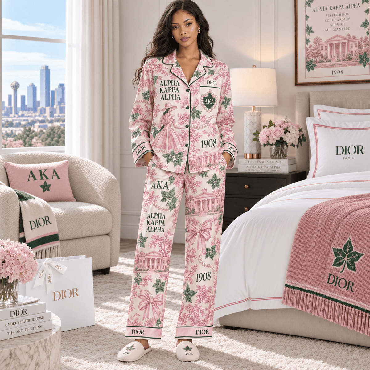 AKA Women’s Premium Signature Satin Pajama Set BMD