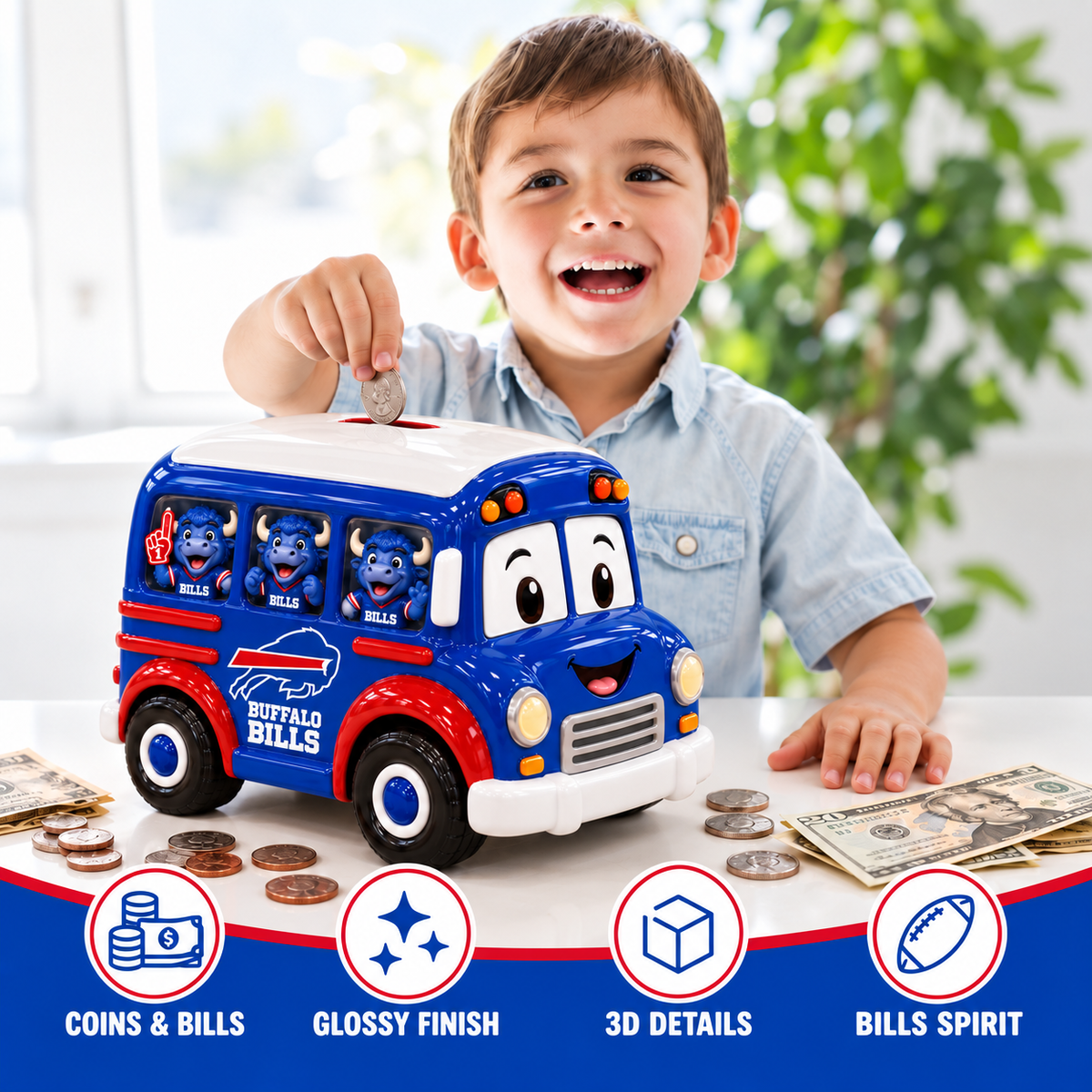 BFBL School Bus Piggy Bank DNBN