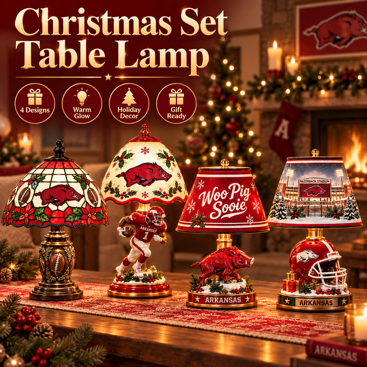 AKR Premium Vintage Christmas Table Lamp Set TNSM