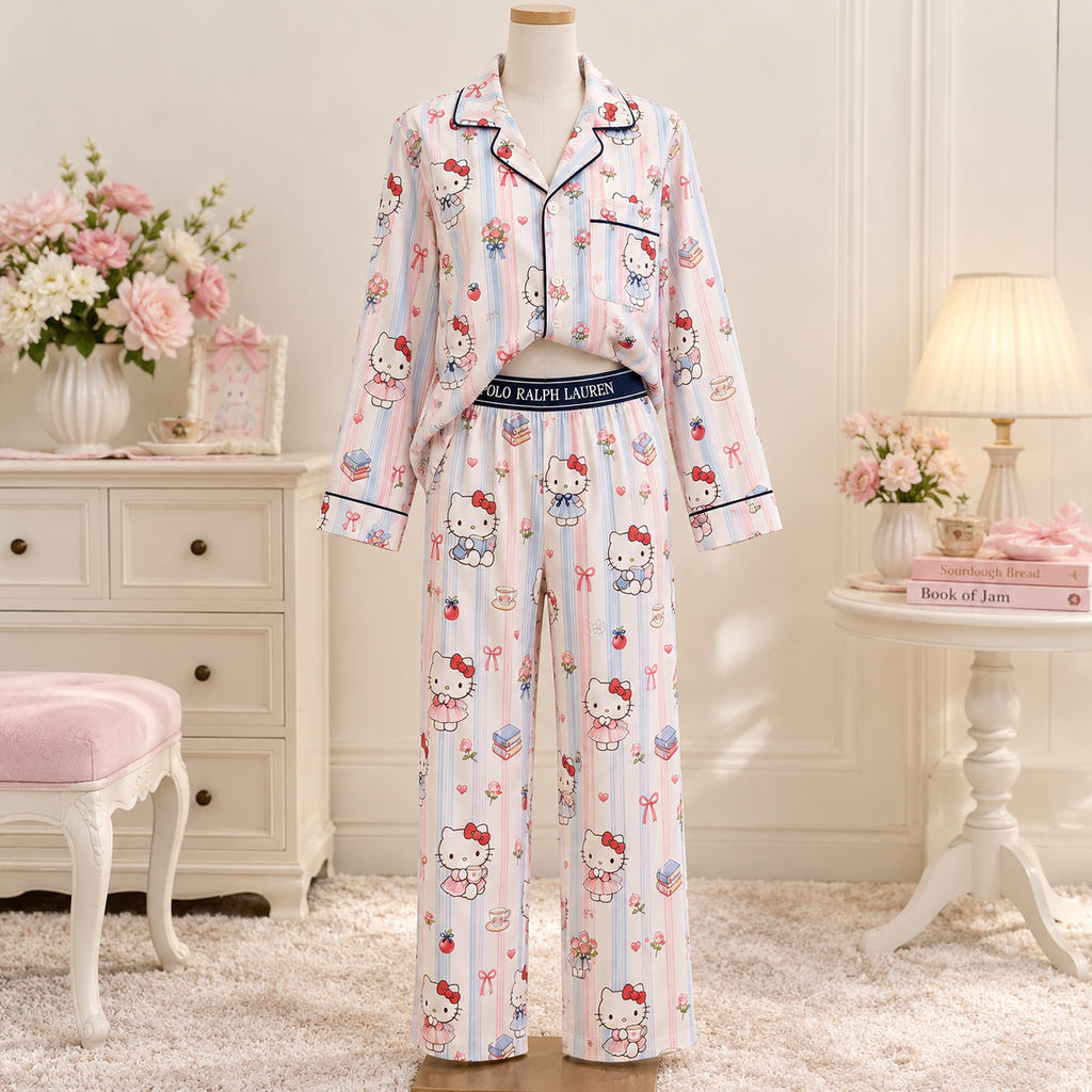 Premium HLKT Women's Printed Button-Up Pajama Set HTTT