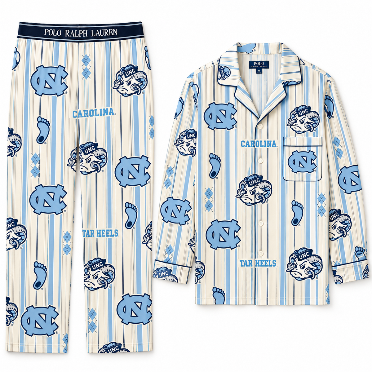 Premium UNC Women's Printed Button-Up Pajama Set HTTT