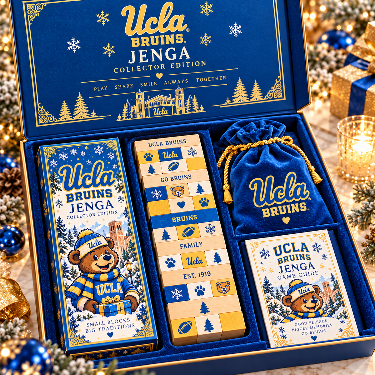 Jenga Collector Edition – Premium UCLA Wooden Stacking Game VTH