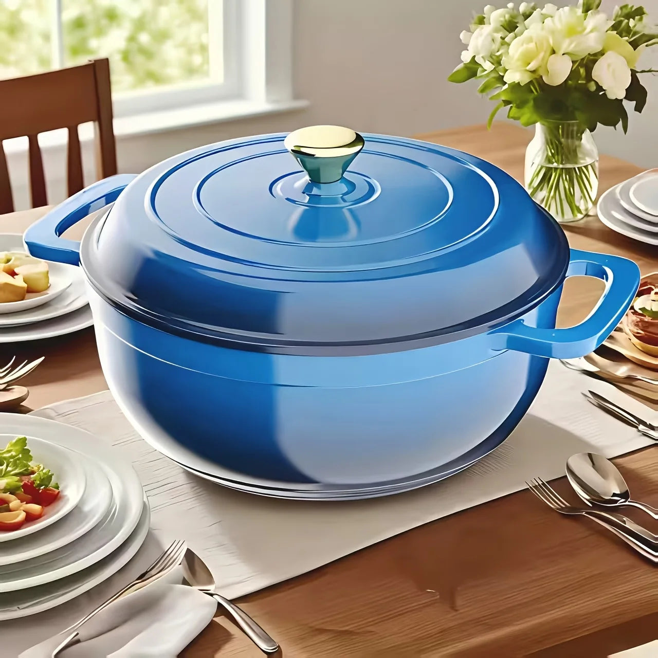 usCast Iron Dutch Oven Pot, Enameled Pot with a Lid, Ideal for Braising, Roasting, Baking, Soups, Stews - Home & Professional Kitchens, Heavy-Duty & Nonstick, Oven Safe Up to 500° F, Dual Handles, Works On All Stovetops-Enamel Potd