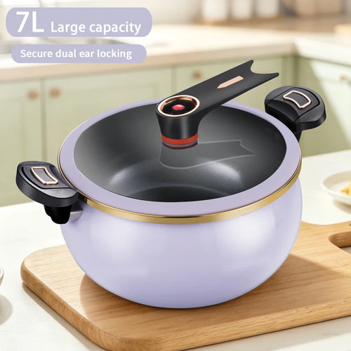 1 Piece of Fat Daddy Micro Pressure Cooker, 7L Large Capacity, 26cm, Suitable for Home Use, Multi-Functional Non-Stick Pot for Stewing and Cooking Soup, Compatible with Induction Cookers and Gas Stoves