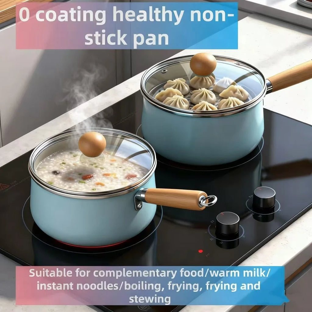 Milk pot non-stick pot small pot supplementary food pot instant noodles multi-person multi-function cooking integrated.