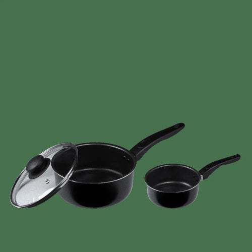 3 Piece Non-Stick Sauce Pans Set Includes 1Qt 2Qt Pots with Lid Easy Clean Dishwasher Safe Lightweight Heat Resistant Kitchen