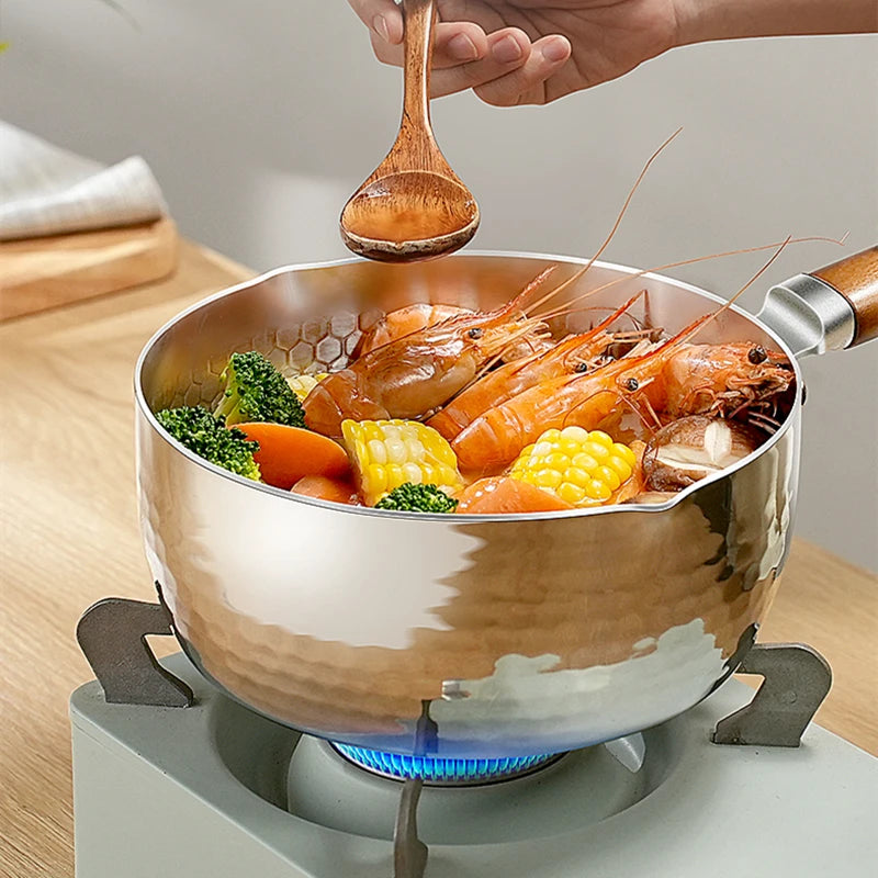 LFGB Certification 99.9% Anti-Bacterial 316L Stainless Steel Kitchen Japanese Light-Weight Pot Yukihira Pot for Family Cooking