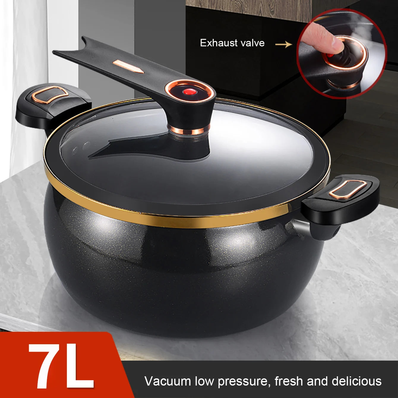 1 Piece of Fat Daddy Micro Pressure Cooker, 7L Large Capacity, 26cm, Suitable for Home Use, Multi-Functional Non-Stick Pot for Stewing and Cooking Soup, Compatible with Induction Cookers and Gas Stoves